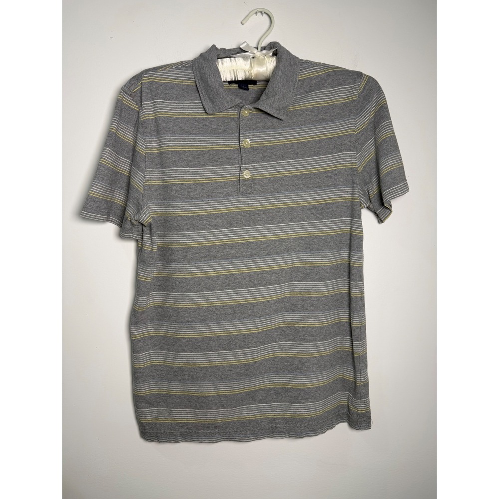 Banana Republic Mens Gray Striped Cotton Polo Shirt Size S‎ Short Sleeve Casual